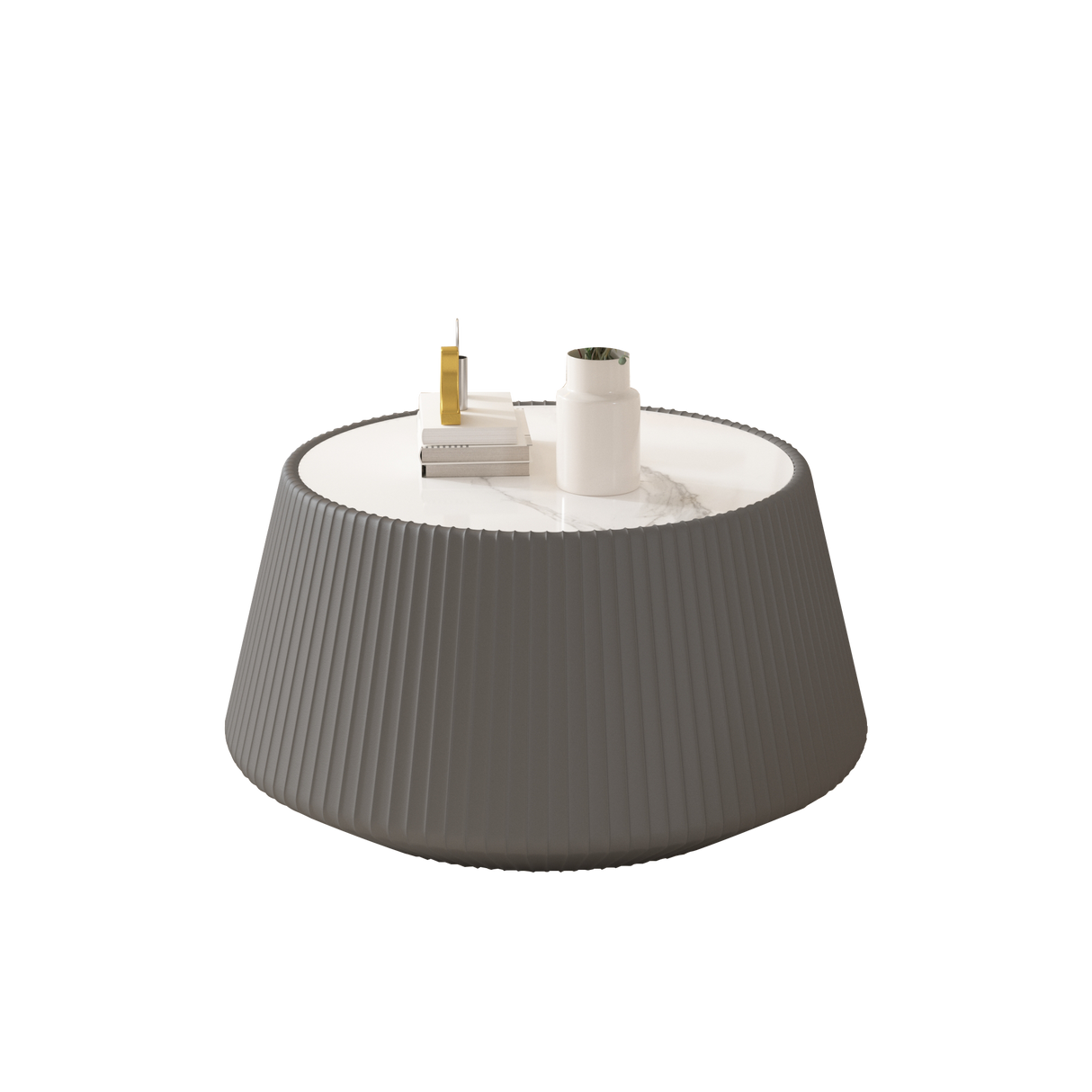 Light Sintered Stone Top Cup Shape Leather Coffee Table