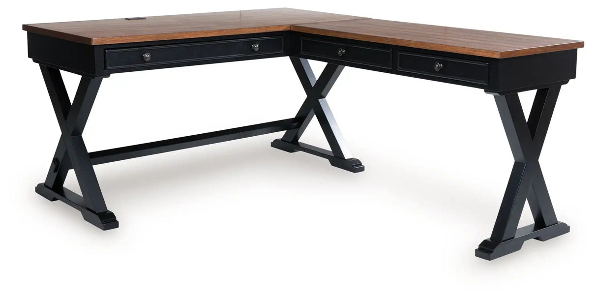Wildenauer - Home Office Desk And Return - Brown / Black - Best Buy Furniture