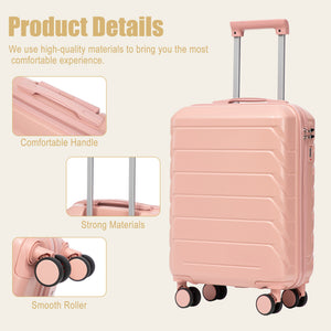 20 Inch ABS Hard Shell Travel Checked Luggage - Pink