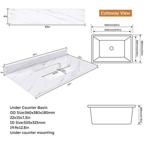 Bianco Carrara Venato Marble Vanity Top With Pre Drilled Faucet Hole And Undermount Sink