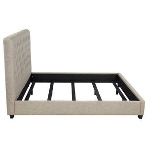 Copper - Eastern King Panel Bed With Tufted Design - Oatmeal