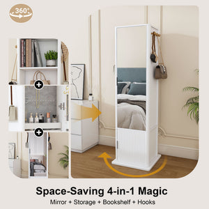 360° Rotating Makeup Cabinet With Full Length Mirror