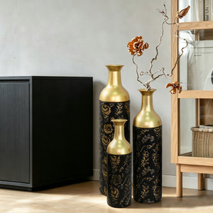 Decorative Metal Vases Set of 3