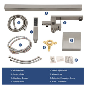 Freestanding Bathtub Faucet With Waterfall Tub Filler And Hand Shower