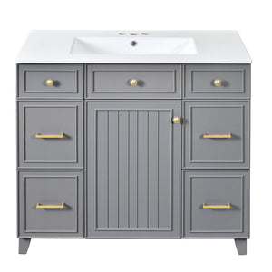 Bathroom Vanity With Ceramic Sink, Soft Close Doors, Adjustable Shelves