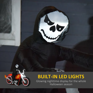 HOMCOM 6' Halloween Inflatable Grim Ghost Biker