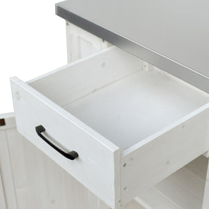 Outdoor Kitchen Island Prep Station With Lockable Wheels, Ample Storage, Towel & Spice Racks