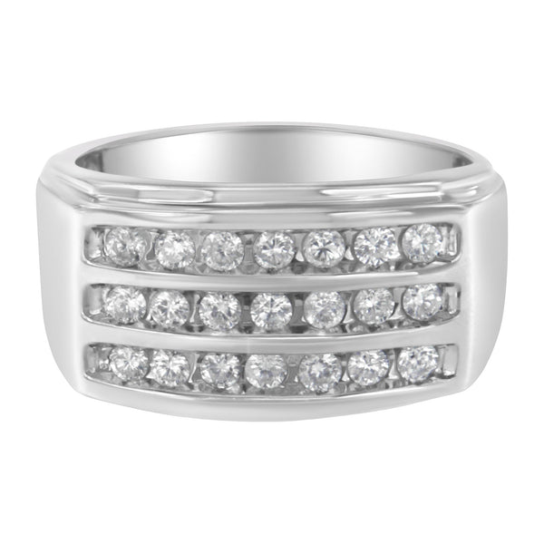14K White Gold Men's Diamond Channel Set Band Ring (1 cttw, H-I Color, SI2-I1 Clarity)