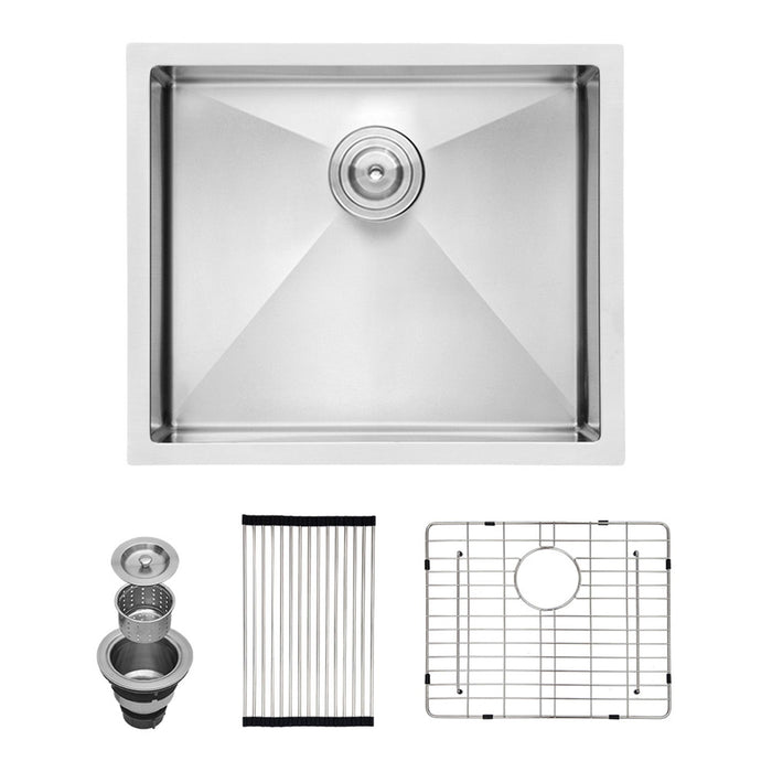 Gray Undermount Steel Kitchen Sink with Deep Single Bowl Basin