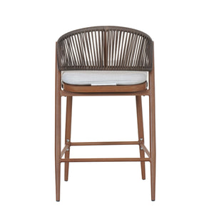Outdoor 26" Counter Height Metal Frame Counter Stools With Scallop Shaped Backrest & Water Resistant Cushions