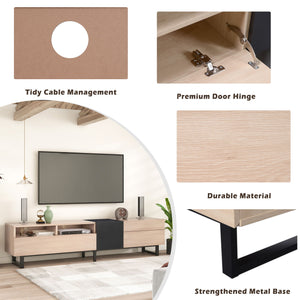TV Stand For 80'' TV With Double Storage Space, Media Console Table With Drop Down Door