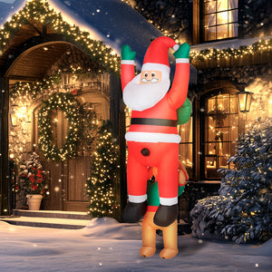 Outsunny 7FT Hanging Christmas Inflatable Santa with Dog