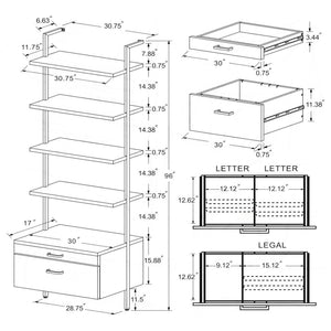 Wendell - 4 Shelf Storage Wall Bookshelf - Walnut