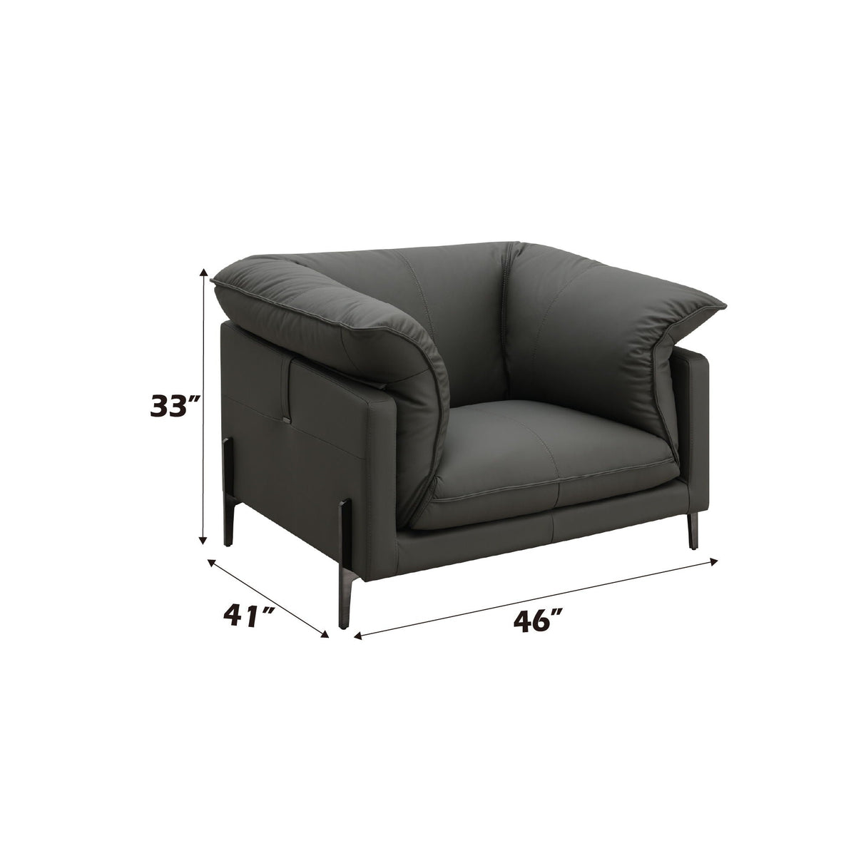 Tadi - Top Grain Leather Chair - Black - Best Buy Furniture