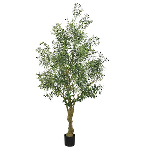 Artificial Olive Tree Large With Trunk, Indoor / Outdoor Decorative Plant For Living Room - Green