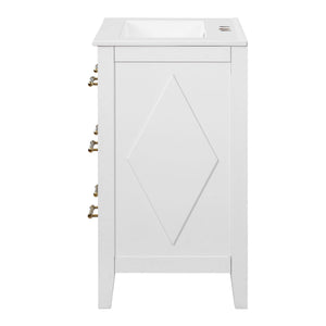 Bathroom Vanity With Sink, Free Standing Single Set, 3 Drawer Storage Cabinet