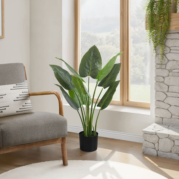 37" Tall, Artificial Plant, Aureum Tree, Indoor, Faux, Fake, Floor, Greenery, Potted, Real Touch, Decorative - Green / Black - Best Buy Furniture