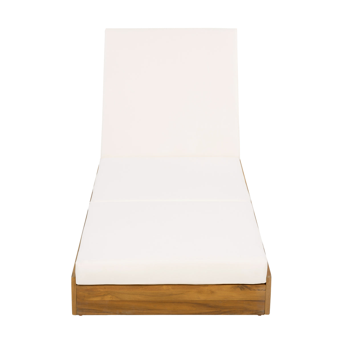 Lounge Chaise Set, Acacia Solid Wood with Lounge Cushion (Cream & Triple Fold) - Matching Dark