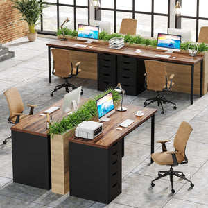 Computer Desk With 5 Drawers, Reversible Cabinet Design