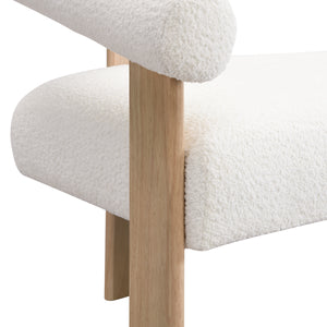 Round Armrest Loveseat (Beige + Natural)