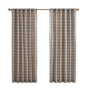 Plaid Rod Pocket and Back Tab Curtain Panel with Fleece Lining