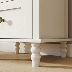Minimalism Buffet Cabinet With Glass Doors And Double Drawer