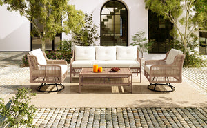 4 Pieces Patio Furniture Set with Swivel Chairs