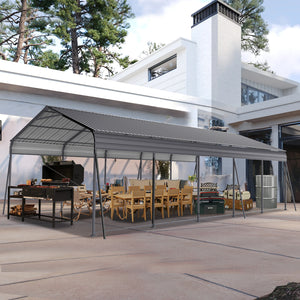 Metal Carport 13 × 26.5 FT with Galvanized Steel Roof