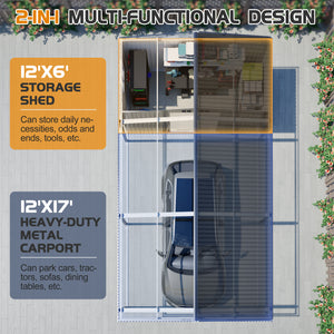 12'x23' Metal Carport Storage Shed