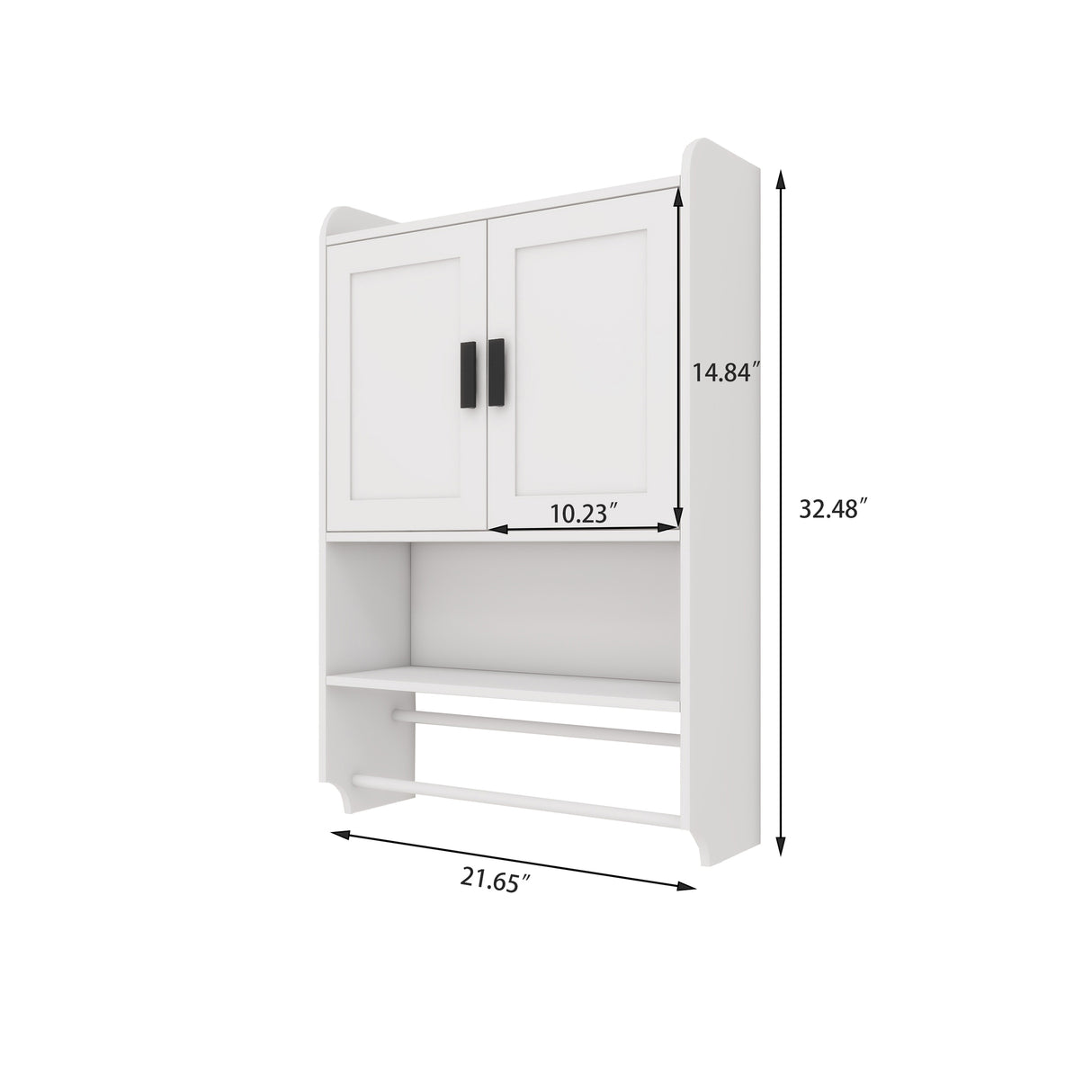 Bathroom Wall Cabinet with Doors, Adjustable Shelf, Towel Bar, and Paper Holder