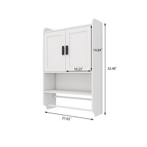 Bathroom Wall Cabinet with Doors, Adjustable Shelf, Towel Bar, and Paper Holder