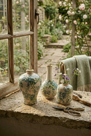 Set of 3 Floral Ceramic Vases