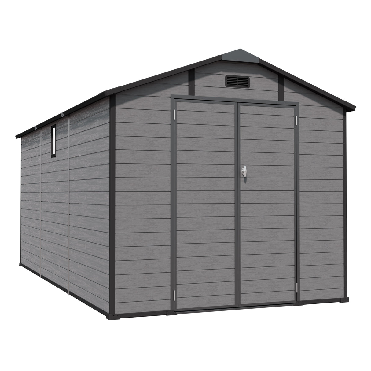 8x14 FT Plastic Outdoor Storage Shed - Lockable Resin Tool Shed with 2 Window & 3 Air vents