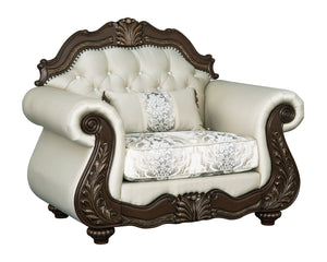 Pierce 2-Piece Traditional Living Room Set, Upholstered Loveseat and Accent Chair with Carved Wood Frame