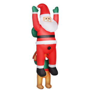 Outsunny 7FT Hanging Christmas Inflatable Santa with Dog