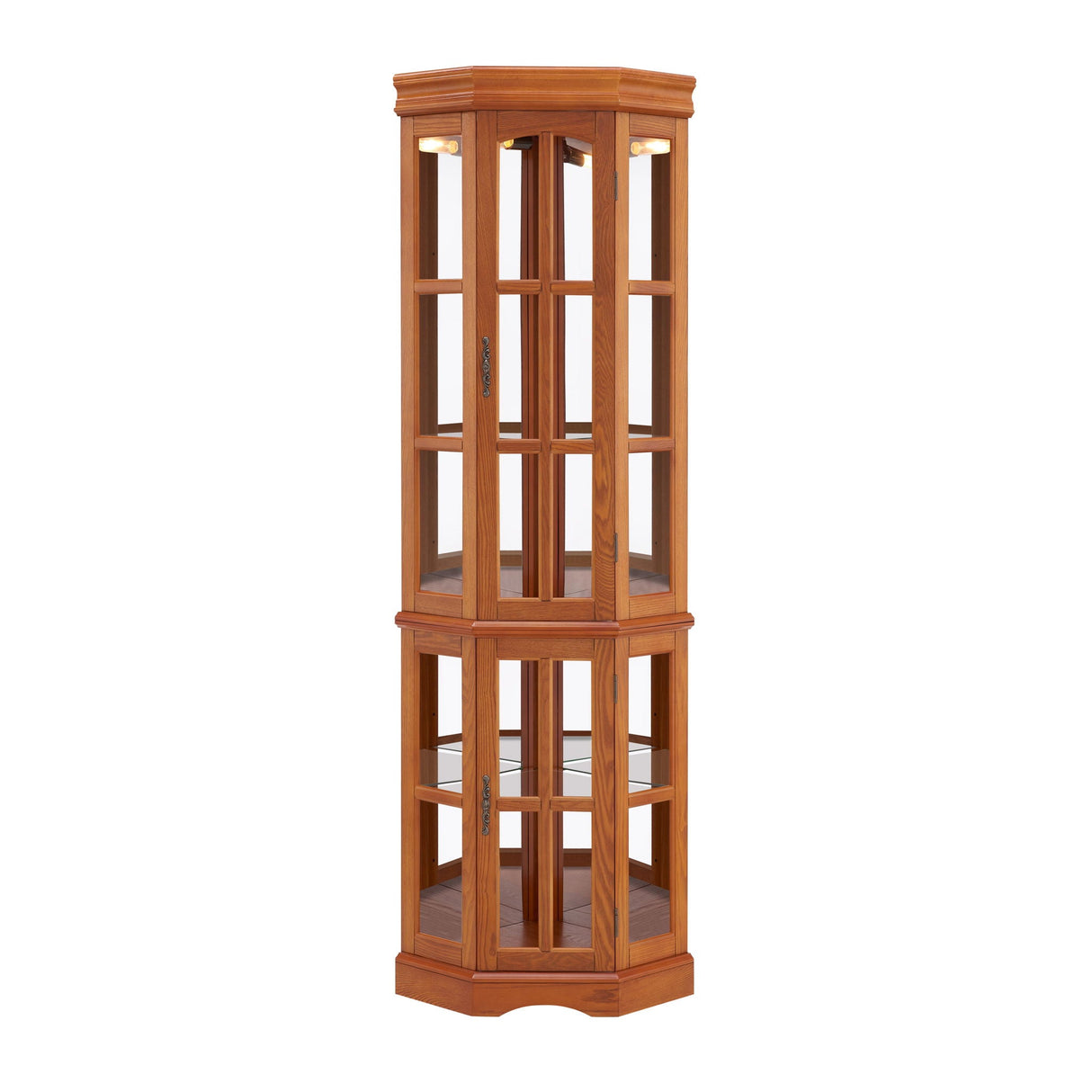 Corner Curio Cabinet With 5 Shelves And Lighting System