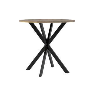 Round Dining Table For 2 - 4 People, Compact Kitchen Or Dining Room - Rustic Brown
