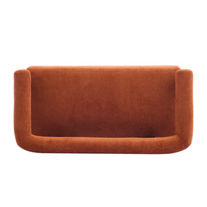 Round Armrest Loveseat (Dark Orange + Brown)