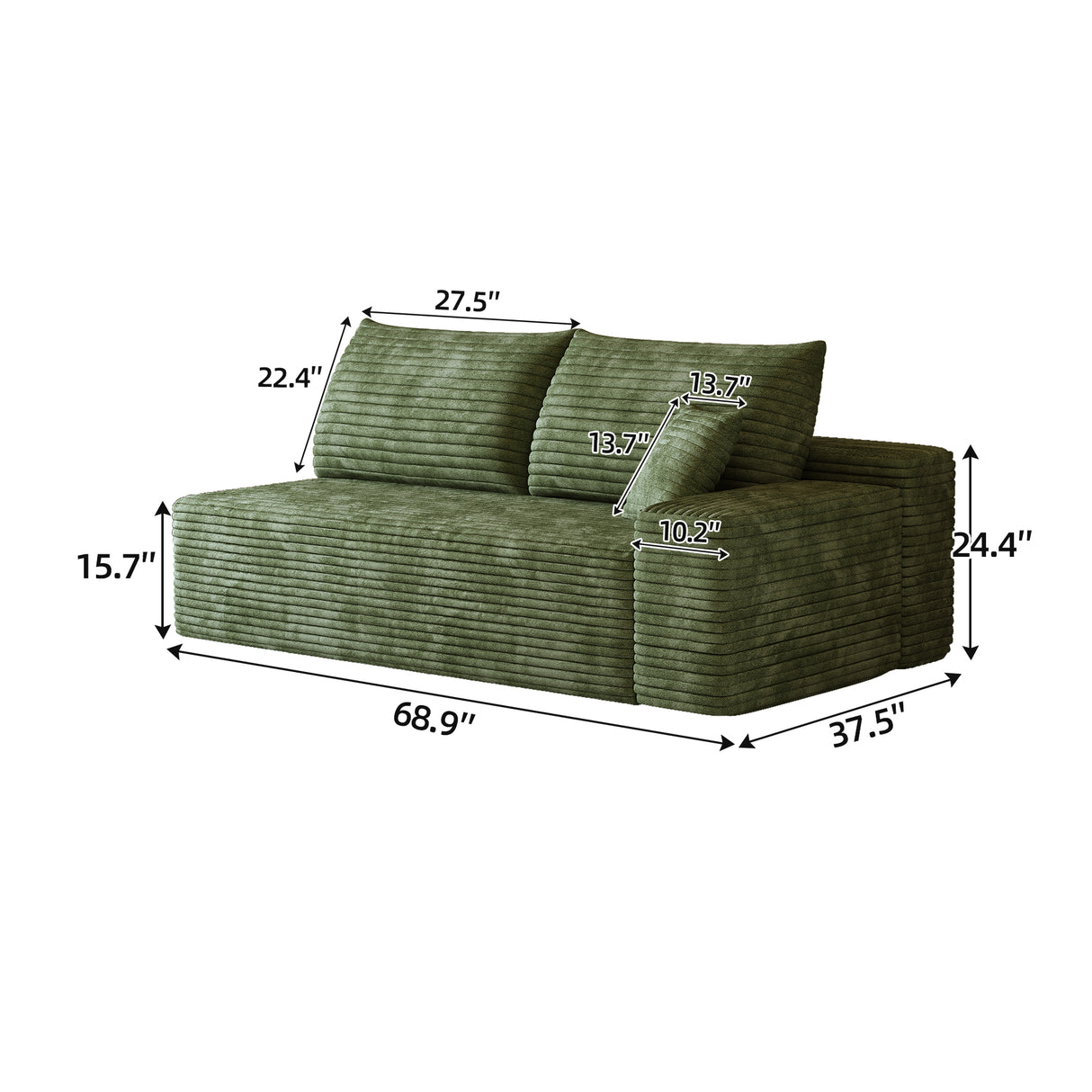 Y165-3R-GREEN 3-Seater Right Sofa