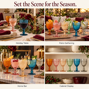 Tonal Hobnail Goblet, Stemmed Wine Glassware, Set of 6