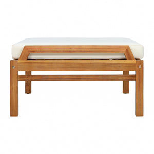 Outdoor Ottoman Table in Acacia Wood with Wicker Accents