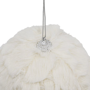 4" Cream Shabby Chic Ruffled Ornament Ball