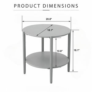 Metal Round Side Table - 2-Tier Outdoor End Table