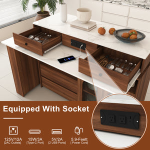 Extendable Kitchen Island with Rotating Table