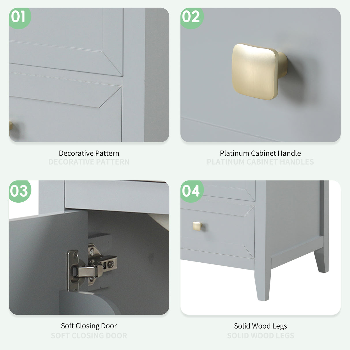 20" Bathroom Vanity with Sink, Storage Rack, and Soft Closing Door - Grey