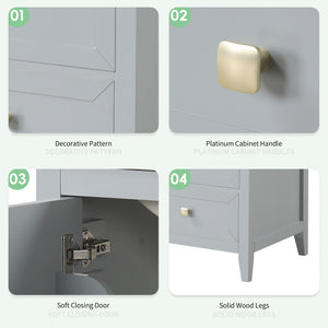 20" Bathroom Vanity with Sink, Storage Rack, and Soft Closing Door - Grey