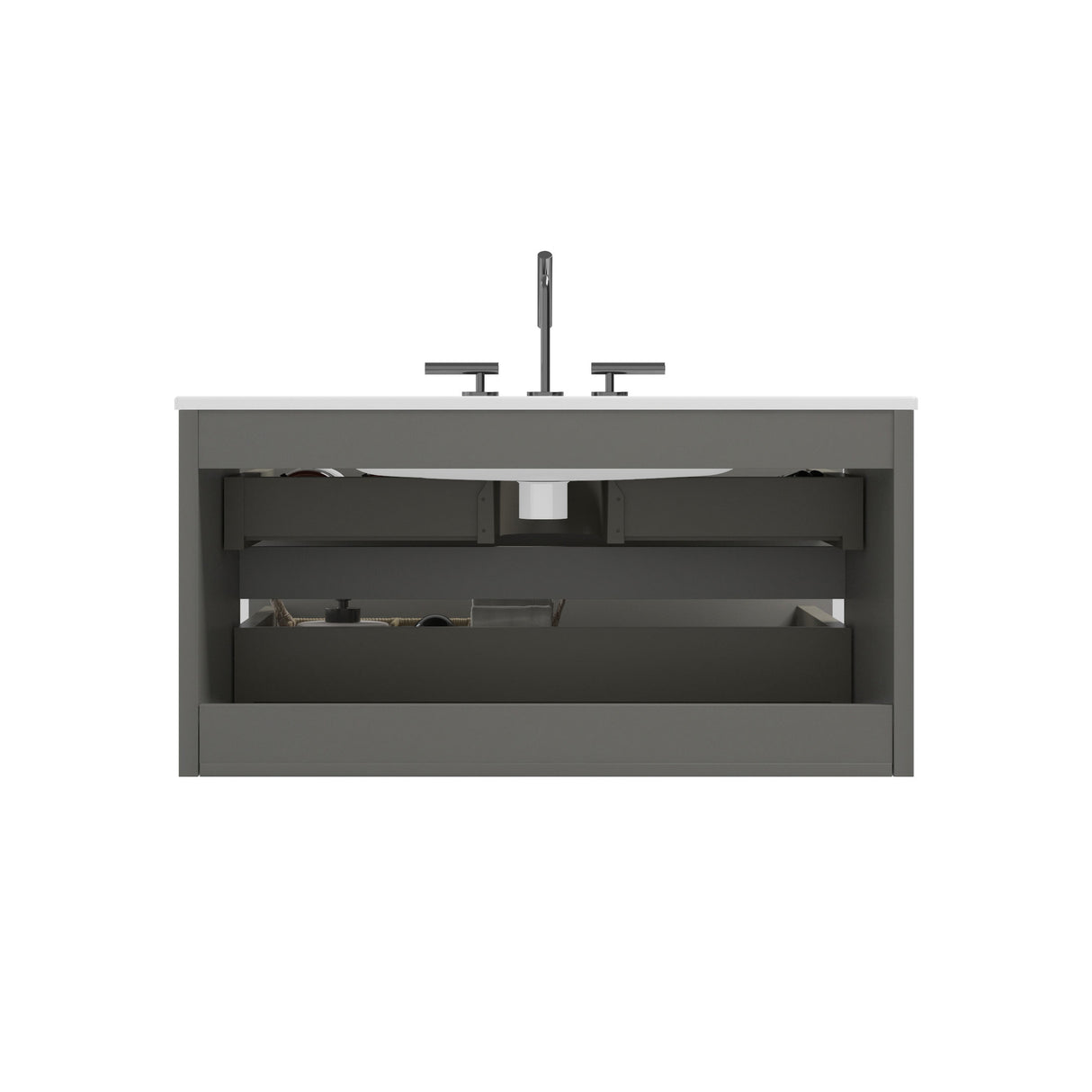 TIA 36" Wall Mount Space Gray Bathroom Vanity