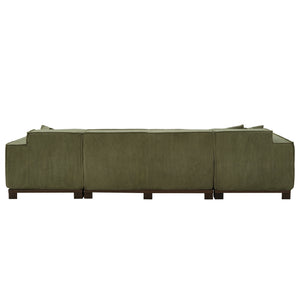 U-Shaped Sectional Sofa With RGB LED Light Strip And 6 Pillows