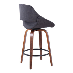 Fabrico - Mid Century Modern Fixed Height Counter Stool & Round Footrest (Set of 2)
