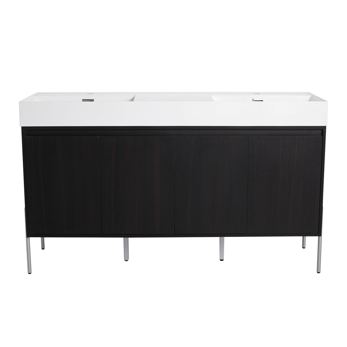Freestanding Bathroom Vanity With Resin Sink And Storage Cabinet
